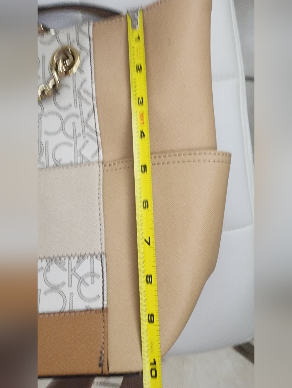 Calvin Klein Beige Patchwork Tote Bag - Picture 10 of 11
